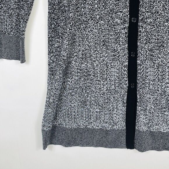 Soma Black Silver Metallic Long Sleeve Duster Cardigan Sweater Womens Large - Picture 3 of 7